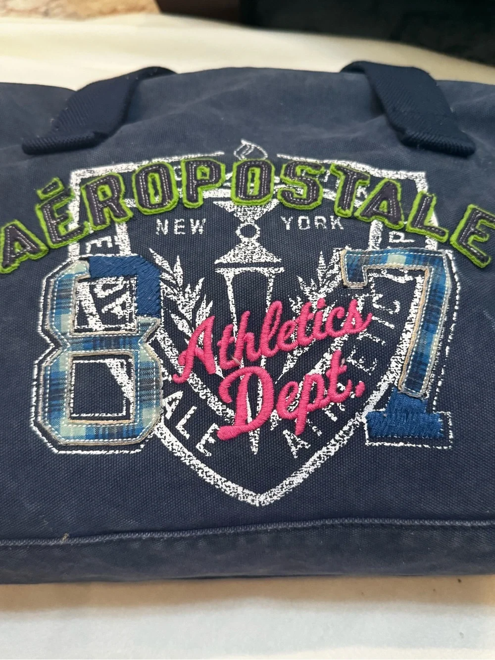 Aeropostale Navy Canvas Duffel with Embroidered Crest
